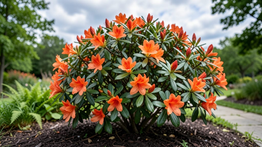 Bright Orange Azalea Bush: Year-Round Color With Minimal Pruning