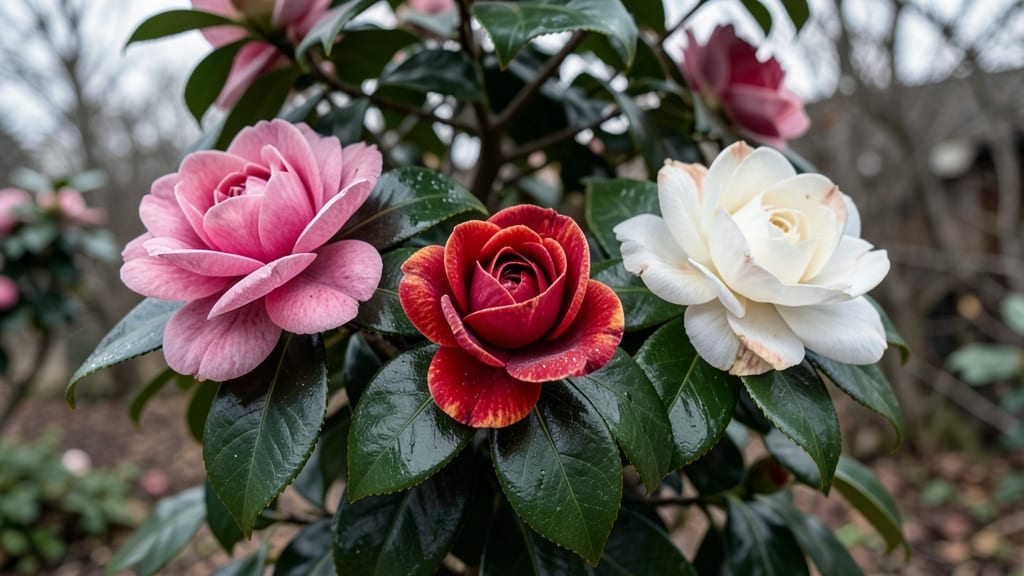 Camellia Japonica with Large, Showy Blooms