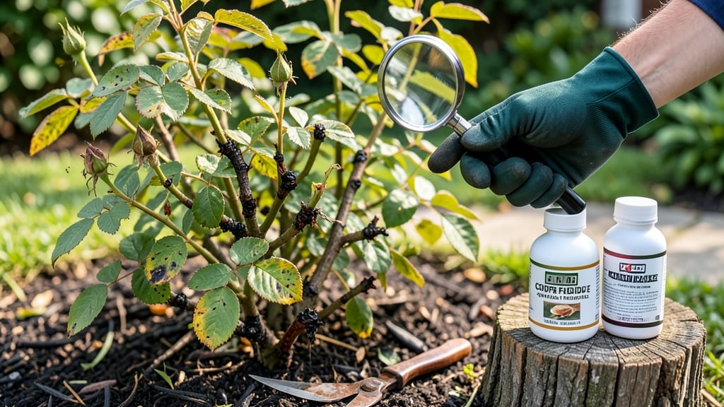Black Stems on Rose Bush: Fungal Blight Cure With Copper Spray